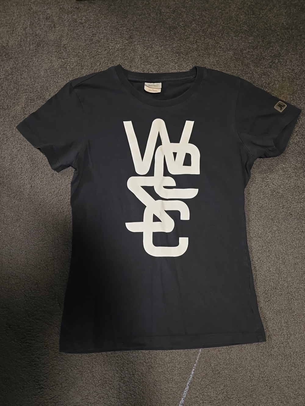 Wesc Black Tee with White Vertical Logo